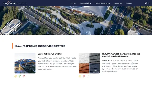 Texep corporate website homepage