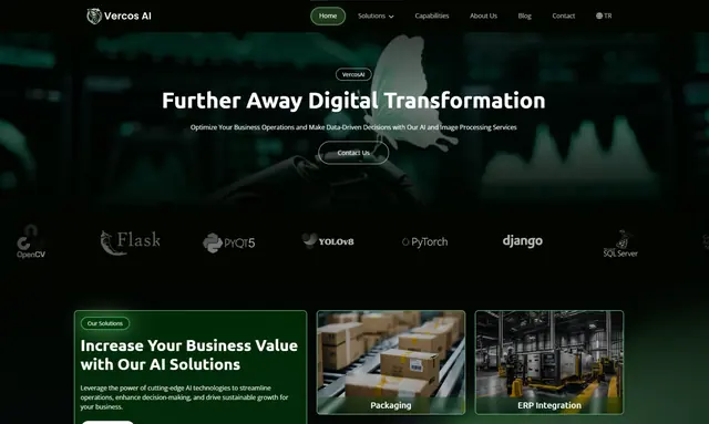 Vercos AI website homepage